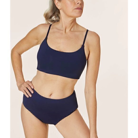 Andie Other - Andie Swim The High Waist Bikini Bottom in Navy Size S NWT